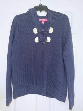 Lilly Pulitzer Women's Navy Hooded Toggle Sweater